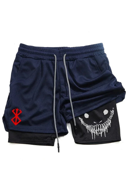 Berserk Men's 2 in 1 Sports Shorts – Quick Drying Running Shorts, Gym & Fitness Training, Double-Layered Design