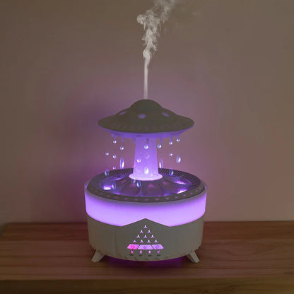 350ml Mini USB Aroma Air Humidifier — Raindrop Design with Remote Control, Colorful Light & Aromatherapy Oil Diffuser for Room