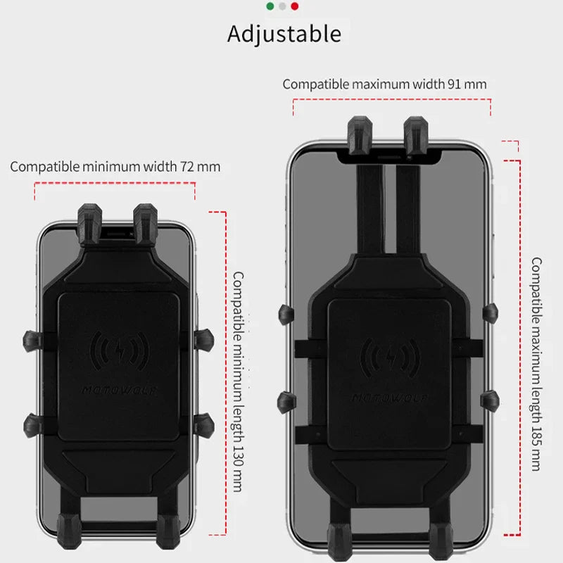 Effortless Charging: Motorcycle Wireless Charging Phone Holder 3.0 - Quick Charger & GPS Support for 4-7 inch Phones, Handlebar Mount