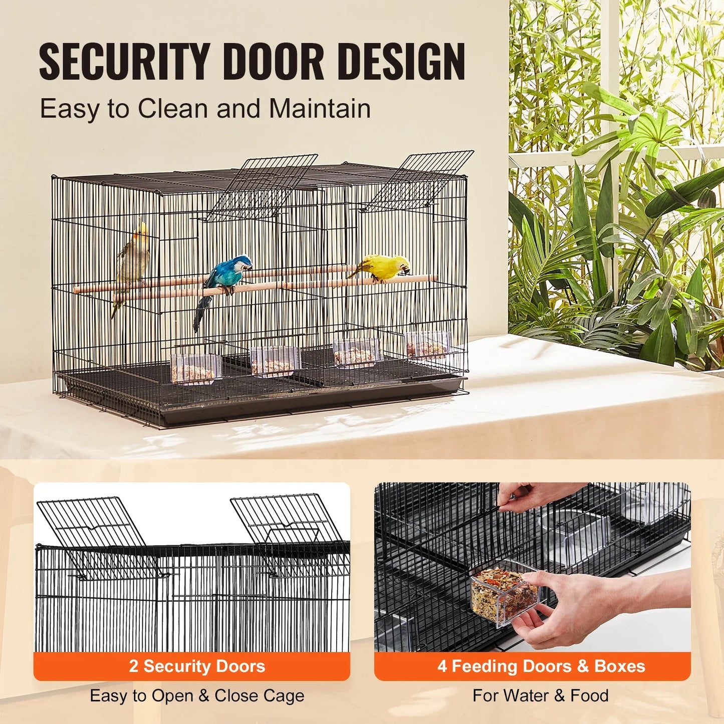SucceBuy 30" Stackable Divided Bird Cage – Portable Travel Birdcage with Handle & Perch