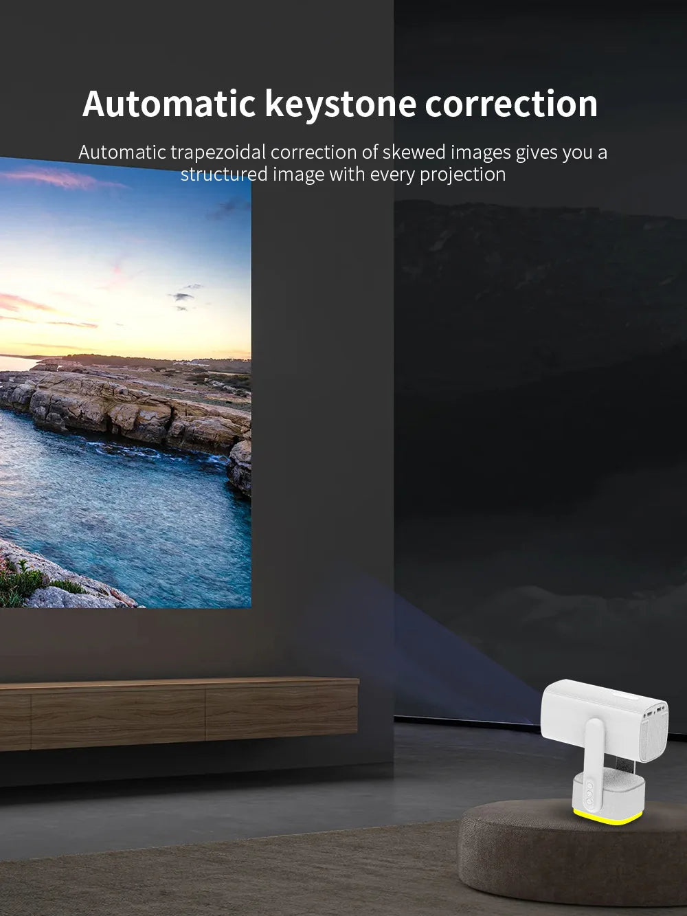 Salange K2 4K Smart Projector – Android 11, Built-in Battery, Bluetooth Speaker, WiFi, Auto Focus & Keystone for Outdoor Movies