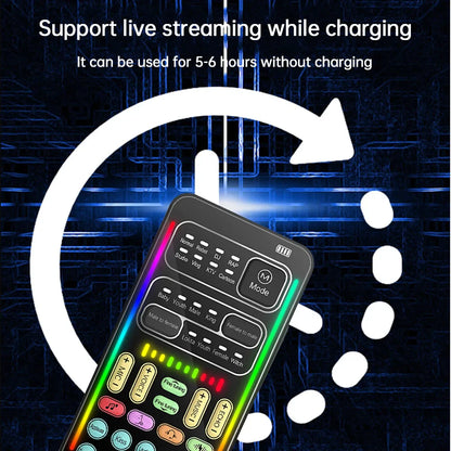 i9 Mini Voice Changer Sound Card – Portable Bluetooth Audio Effects Mixer for Live Streaming, Mic & Multi-Effect Voice Control