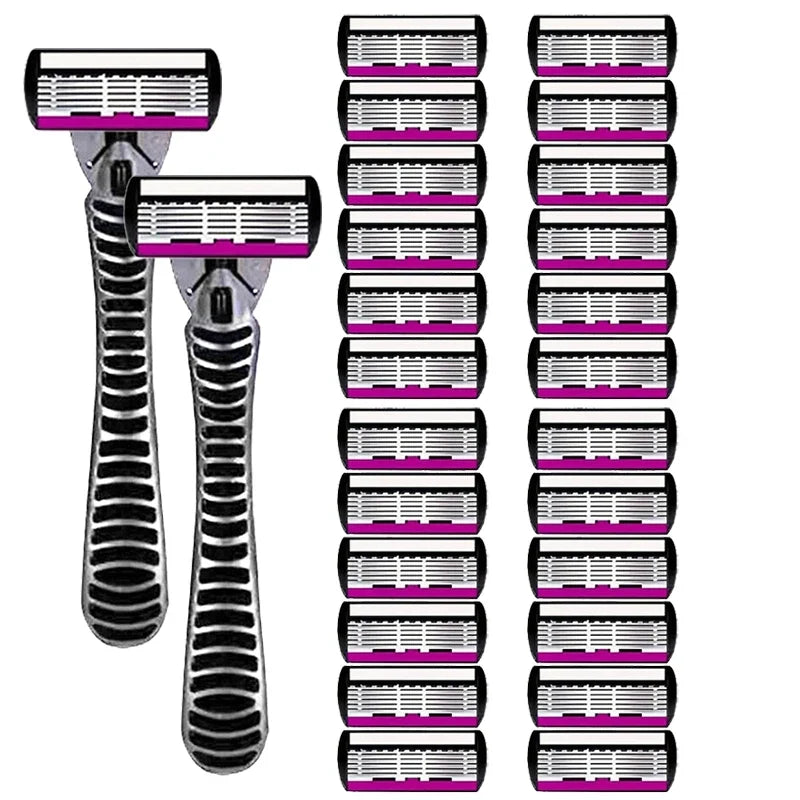 3/6/12PCS Men’s Safety Razor Blades - 6-Layer German Stainless Steel Shaving Cartridges Compatible with Mach Razors