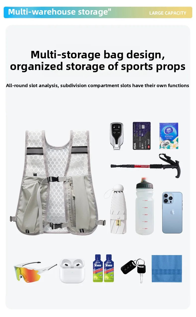 Lightweight Reflective Running & Biking Vest | Hydration Chest Pack with Phone Storage Pocket