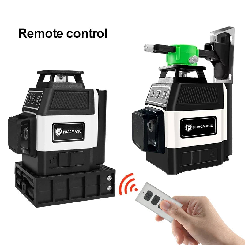 Pracmanu Mini 12-Line 3D Laser Level — Self-Leveling 360° Horizontal & Vertical Green Laser Beam