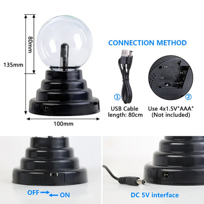Magic Crystal Plasma Ball Lamp – LED Night Light for Kids, Bedroom & Gifts (3–8 Inch)