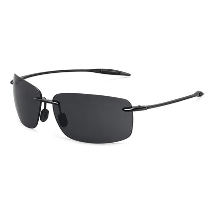 JULI Polarized Classic Sports Sunglasses - Ultralight Rimless Rectangle Frame for Men, Fishing & Driving, UV400 Protection (MJ8009)