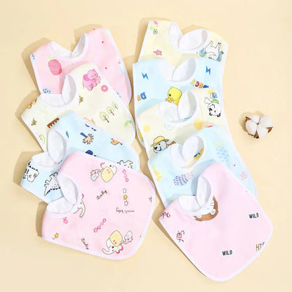 Cotton Baby Bib Set - 4/6/8/10PCS Waterproof Feeding Bibs & Toddler Scarf Protection for Newborn Boys Girls