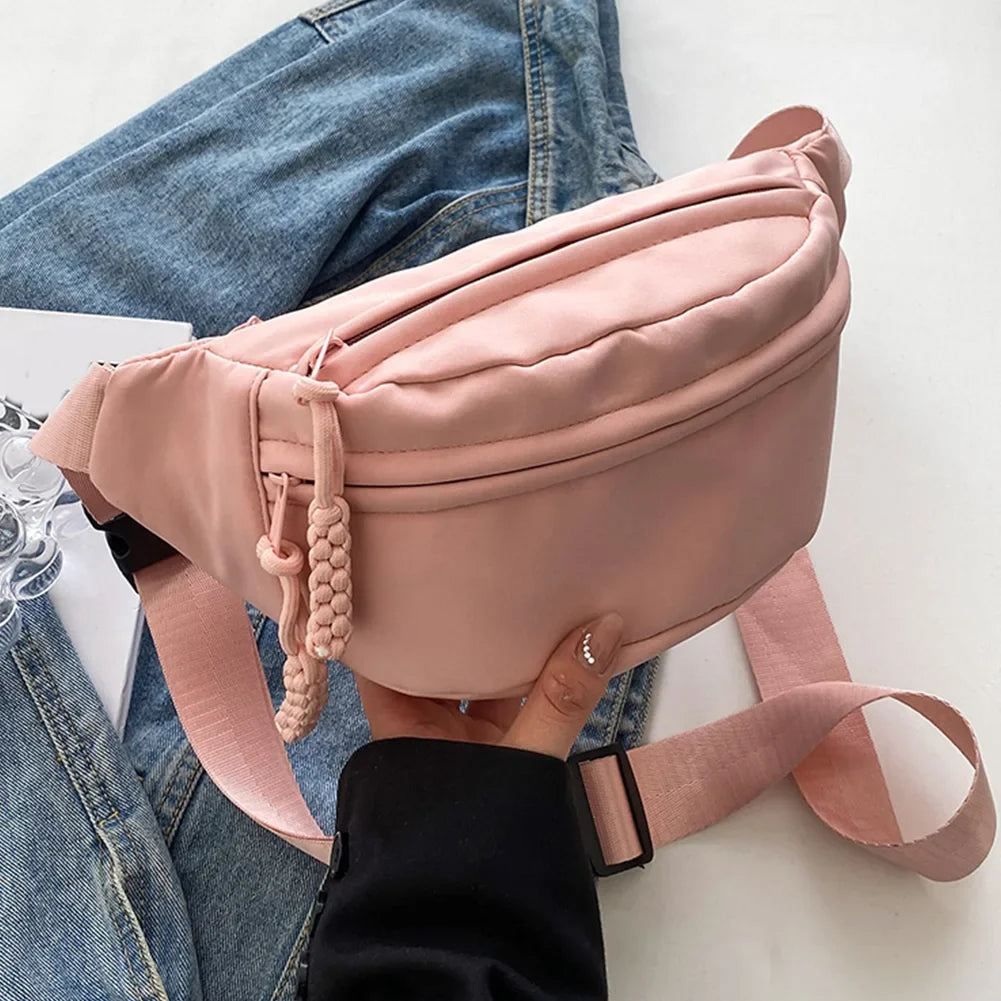 Women's Canvas Chest Bag - Sling Crossbody Waist Pack for Running, Casual Sport Half Moon Belt Bag
