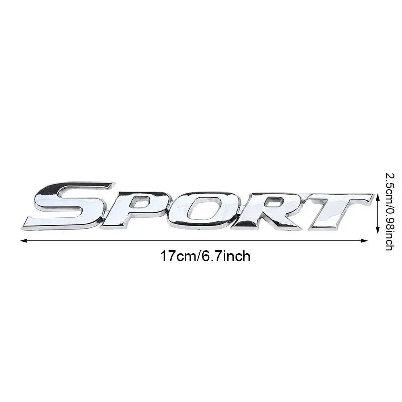 3D Chrome & Black Car Trunk Emblem – Metal Racing Sport Word Logo Sticker Badge for Vehicle Styling