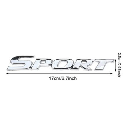 3D Chrome & Black Car Trunk Emblem – Metal Racing Sport Word Logo Sticker Badge for Vehicle Styling