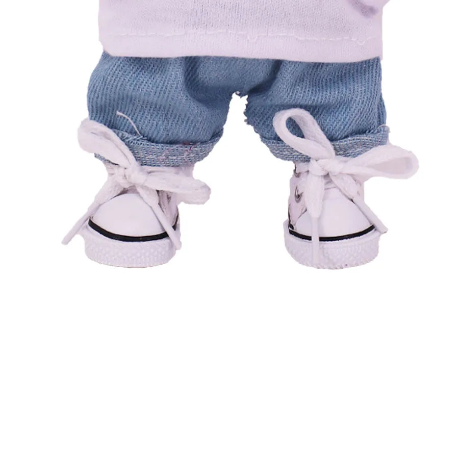 3.8cm Doll Canvas & Leather Shoes for 17cm Labubu Dolls – Cute Doll Clothes Accessories & Gift for Girls
