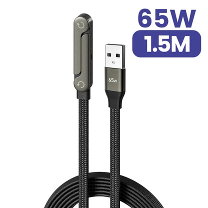 65W 2-in-1 USB-A to USB-C Cable - Fast Charging Foldable Phone Holder with Built-In Desk Stand
