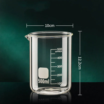 High Borosilicate Glass Measuring Cup – Clear Scale Laboratory Beaker, Kitchen & Baking Measuring Cup (50-1000ml)