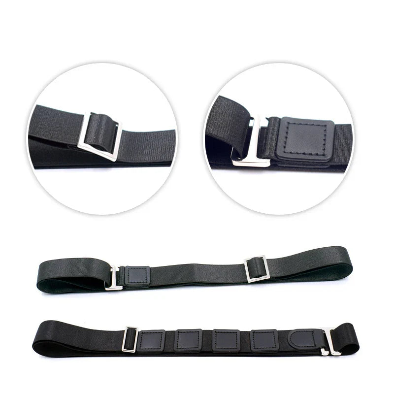 Black Shirt Stay Belt - Adjustable Elastic Non-Slip Shirt Holder Strap for Men & Women to Keep Shirts Tucked In