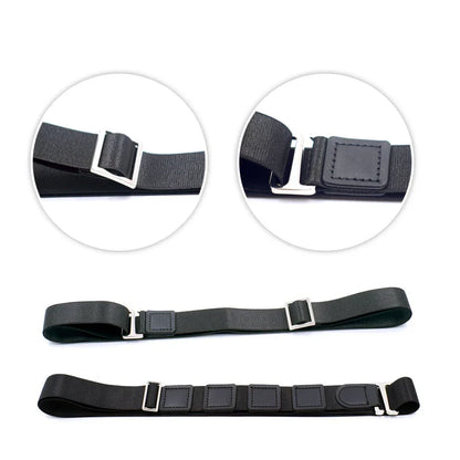 Black Shirt Stay Belt - Adjustable Elastic Non-Slip Shirt Holder Strap for Men & Women to Keep Shirts Tucked In