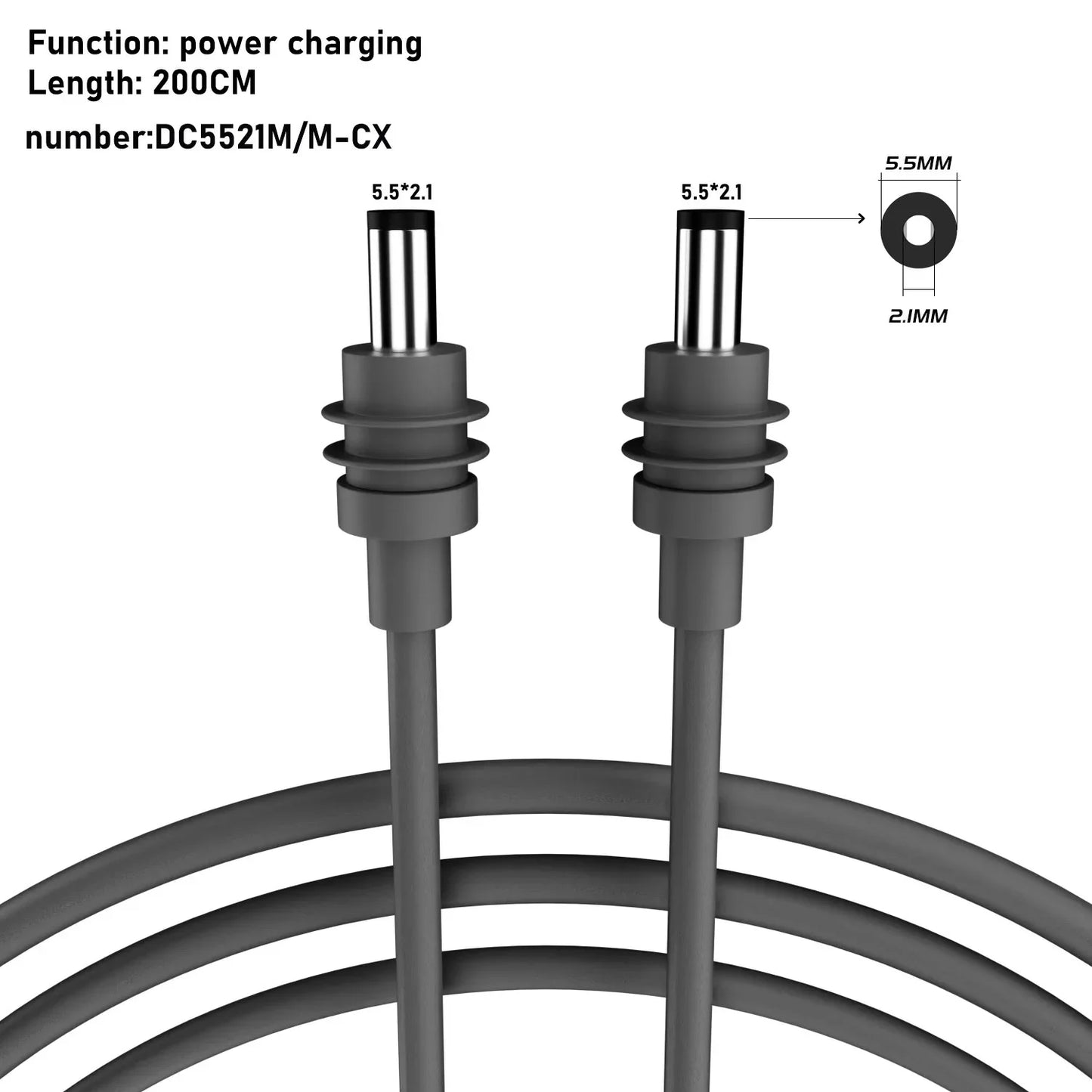 Starlink Mini 2M (6.6ft) DC Power Type-C Replacement Cable – Waterproof Outdoor Barrel Jack Charging Cable