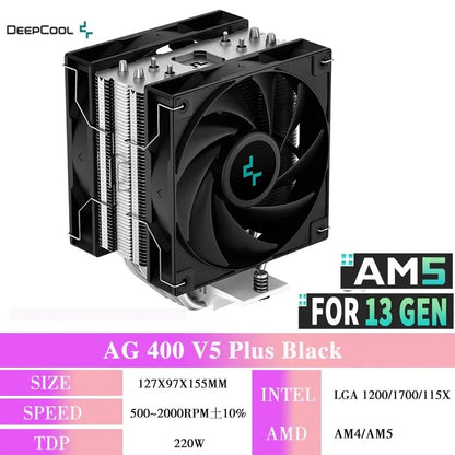 DEEPCOOL AG400 ARGB CPU Air Cooler – 4 Heat Pipe PWM 220W TDP High Performance Cooling for Intel LGA1700/1200/115X & AMD AM4/AM5