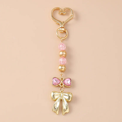 Cute Bowknot Heart Keychain - Crystal Pearl Pendant Charm for Women, Girls & Handbag Decoration