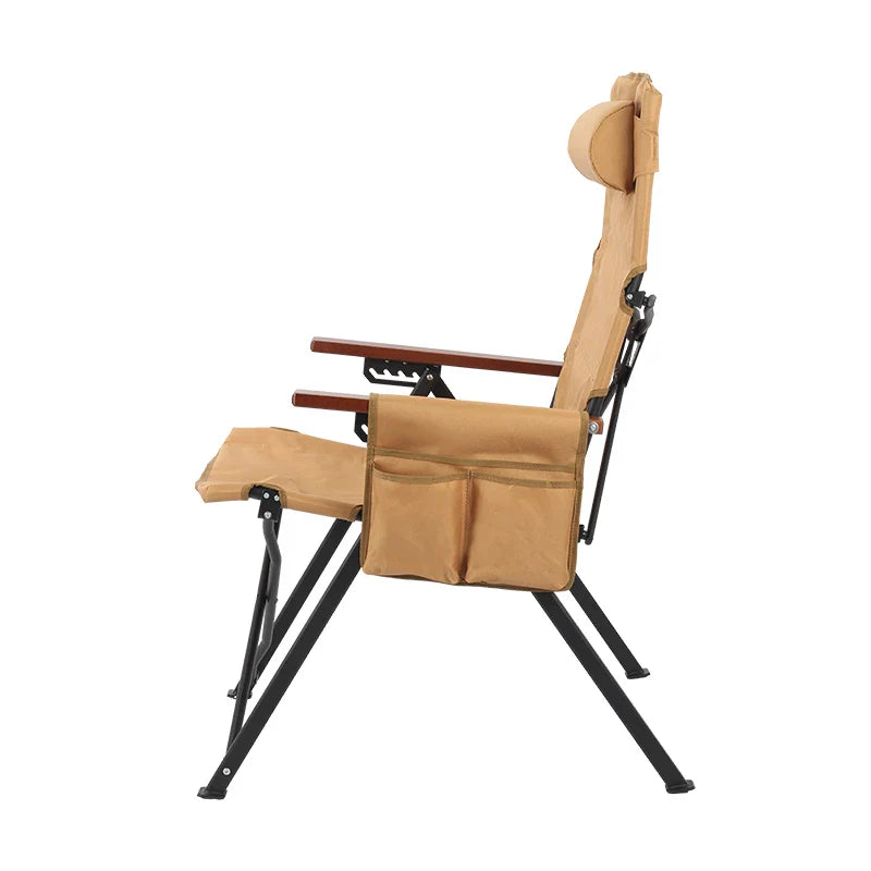 Adjustable 5-Position Folding Camping Chair with Pillow & Armrests for Outdoor Fishing & Patio Relaxation