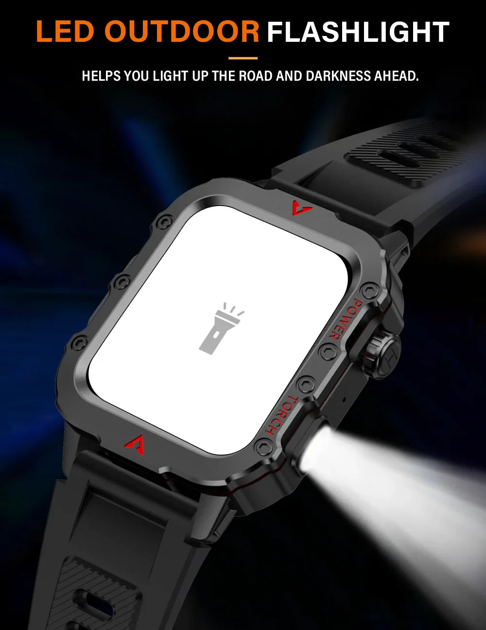LAXASFIT Men’s Sports Smart Watch – 1.71" Screen, Blood Oxygen, Bluetooth Call, LED Flashlight, Multi-Sport Outdoor Watch