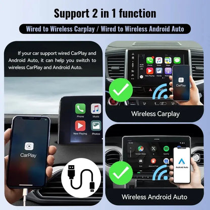 XUDA 2025 Wireless CarPlay & Android Auto Adapter – Smart Mini Plug & Play Box with Fast WiFi Connection, Universal for Nissan Vehicles