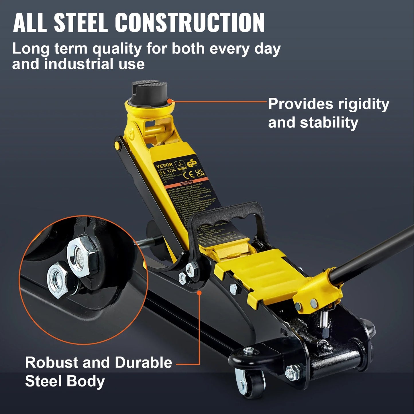 SucceBuy 2.5T Floor Hydraulic Jack – Low Profile Pneumatic Steel Floor Jack with Single Piston Lift Pump