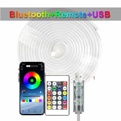 RGB Esports Neon Strip Light - USB Waterproof Flexible LED Ribbon Tape with Bluetooth Remote for Gaming Room & Home Decor