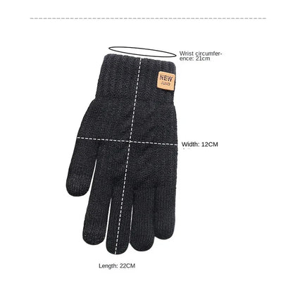 Thick Knitted Thermal Gloves - Wool Touchscreen Mittens for Men and Women, Winter Warm Driving Gloves