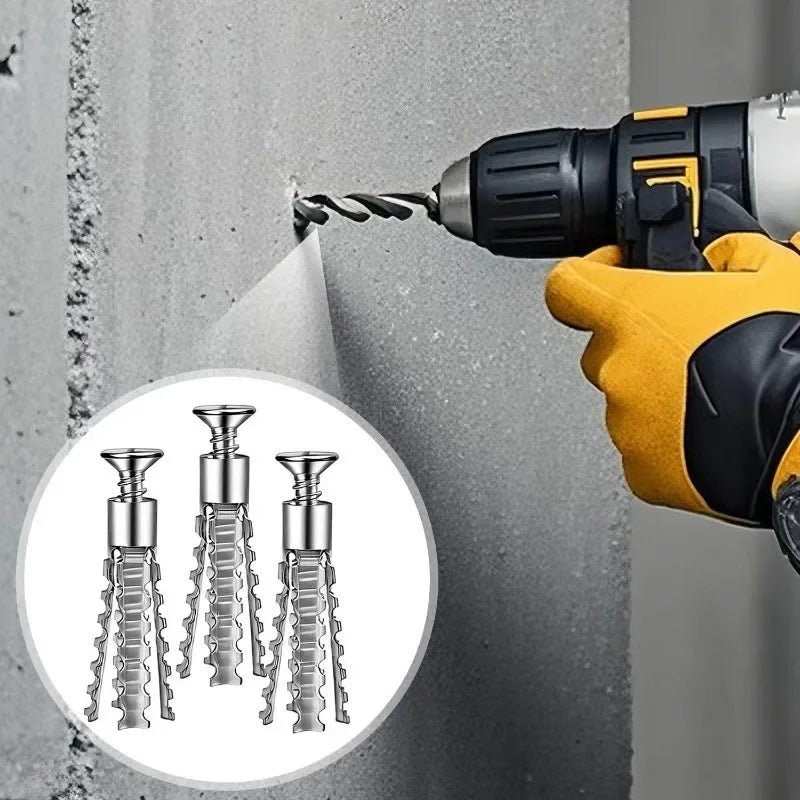 Hollow Wall Expansion Screw Kit - Metal Anchors with Self Tapping Screws for 6/8mm Pipe Drilling & Fastening