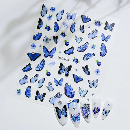 5D Macaron Nail Stickers - Embossed Flower, Fruit, Bear & Rabbit Charms for Summer DIY Manicure Decoration