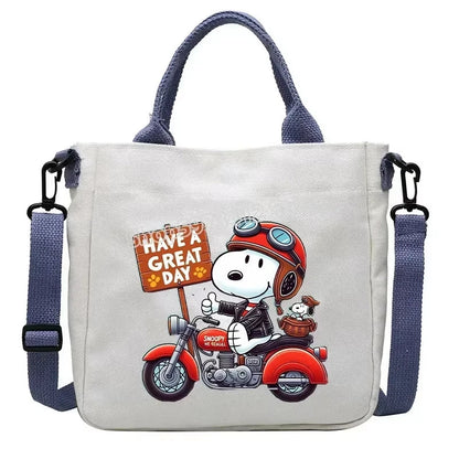 Snoopy Cartoon Canvas Tote Bag – Large Capacity Shoulder Crossbody Bag for Girls, Students & Gift