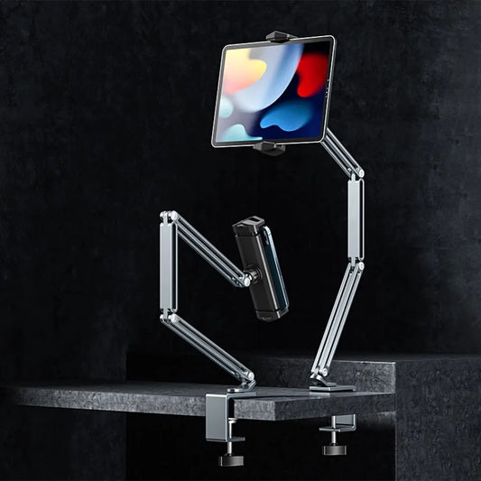 Adjustable Desk Bed Tablet Stand: Aluminum Arm Mount for 4-12.9 inch Tablets & Phones | Support for iPad Pro, Xiaomi Tab