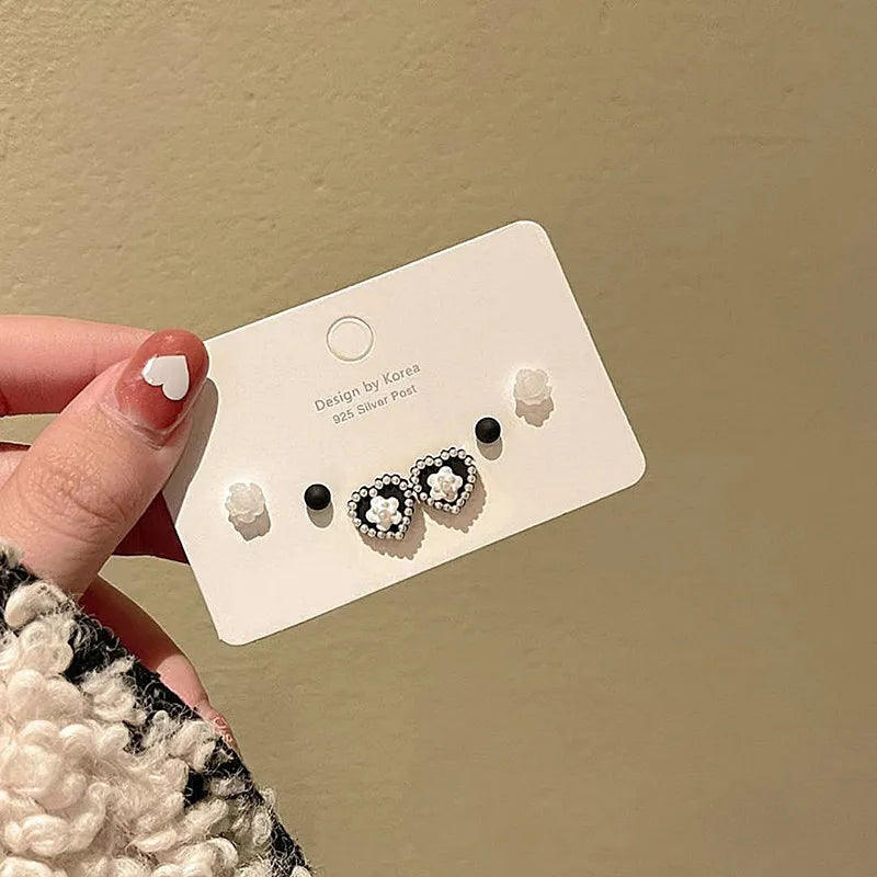 S925 Silver Stud Earrings Set - Simple Cute Mini Earrings for Women Girls Exquisite Jewelry Gift Wholesale