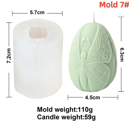 3D Easter Egg Scented Candle Silicone Mold – DIY Embossed Butterfly & Flower Egg Shape for Candle & Plaster Making, Easter Gift