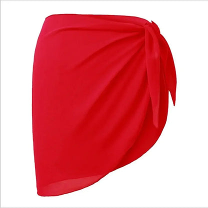 Women's Summer Sheer Sarong Cover-Up - Solid Chiffon Bikini Wrap Beach Skirt