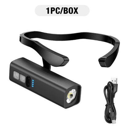 2025 Ear Clip LED Headlamp - Rechargeable Waterproof Head Flashlight for Fishing, Hiking, Running & Cycling Outdoors