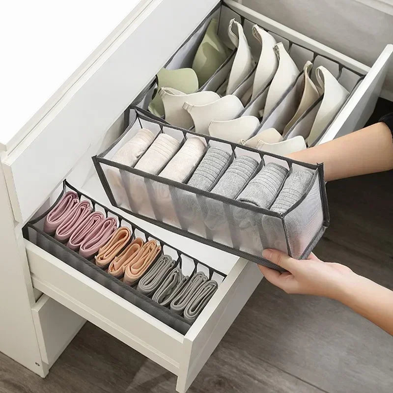 Foldable Underwear Drawer Organizer - Closet Storage Box Divider for Underpants, Socks, Bras & Clothing Accessories