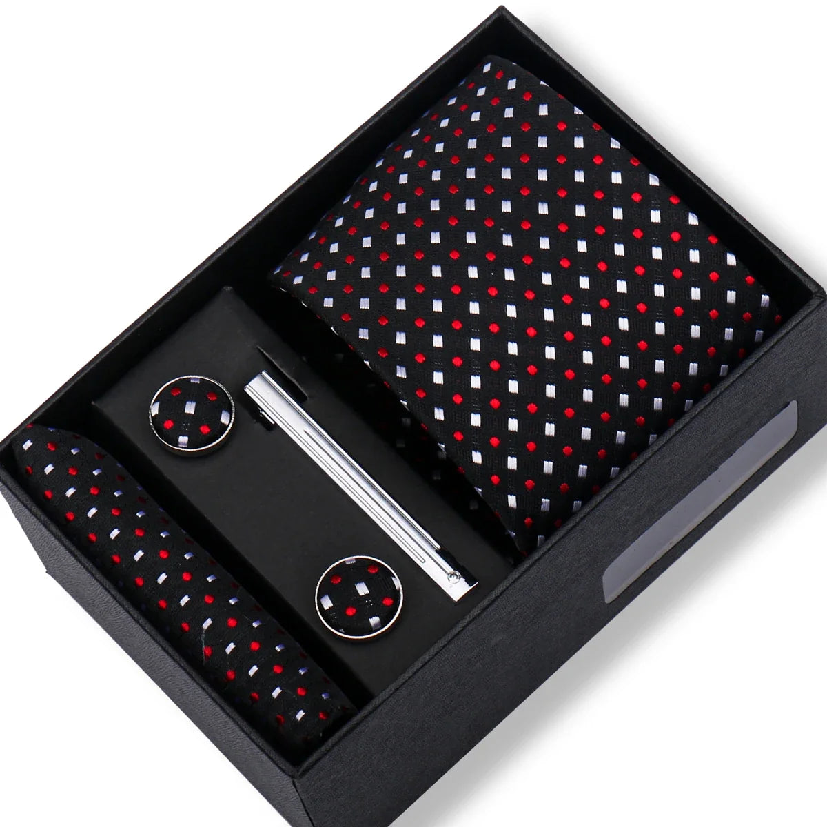 Men’s Green Business Tie Set - Premium Necktie with Hanky, Cufflinks & Tie Clip Gift Box for Wedding Formal Wear