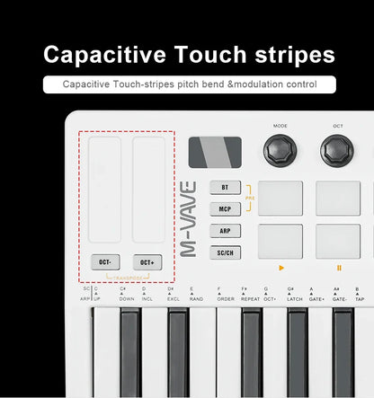 M-VAVE SMK-25 II MIDI Controller Keyboard – 25-Key USB Mini, 16 RGB Drum Pads, 8 Knobs, Music Production Software Included