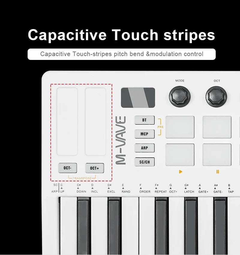 M-VAVE SMK-25 II MIDI Pad Controller Keyboard – 25 Key USB Mini, 16 RGB Drum Pads, 8 Knobs, Music Production Software Included