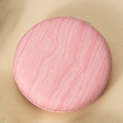 Faux Wood Round Folding Makeup Mirror - Lightweight Compact Vanity & Travel Cosmetic Mirror