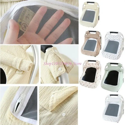 Infant Car Seat Canopy - Breathable Stroller Cover with Window Windproof Baby Sunshade for Boys and Girls