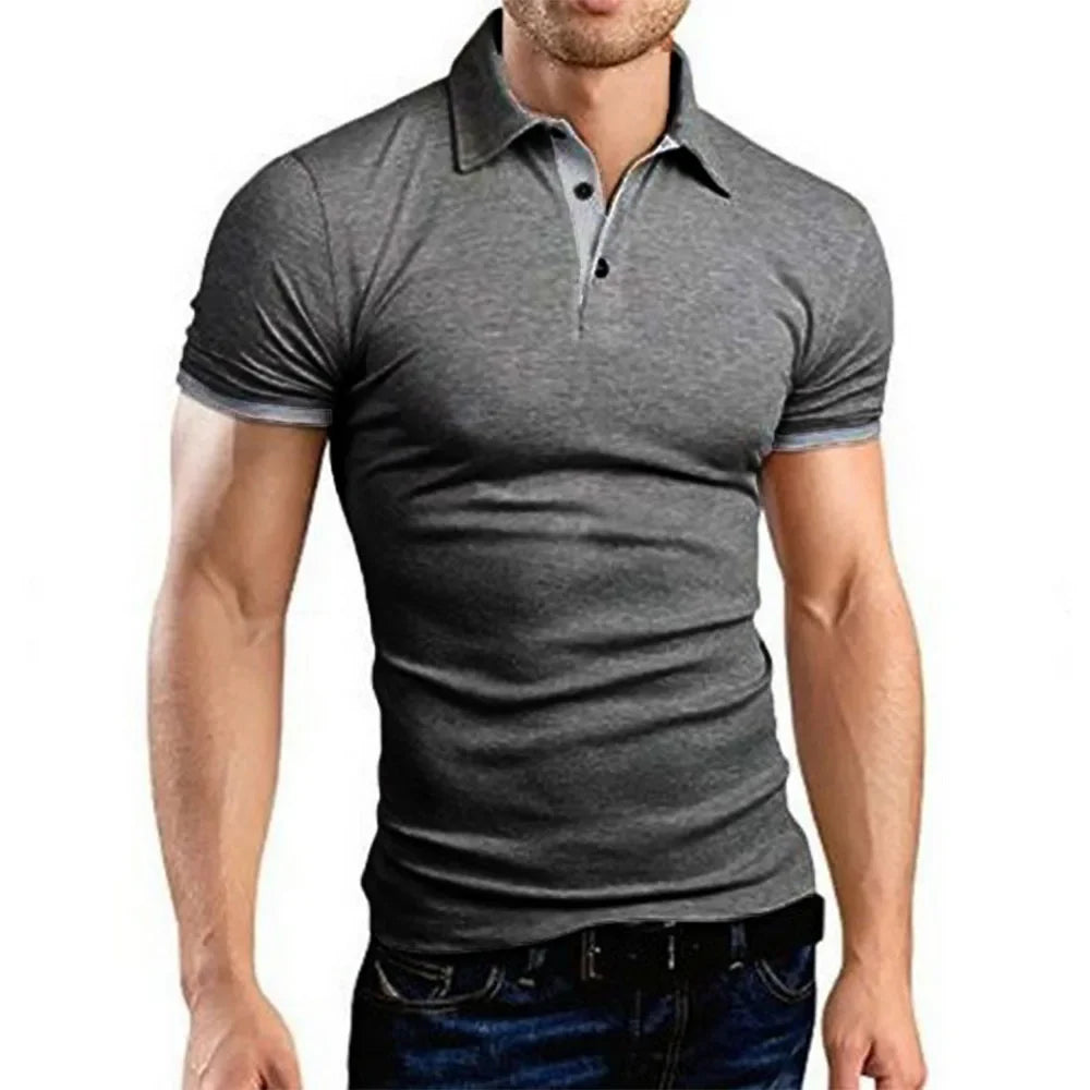 Men's Color Block Polo Shirt - Casual Slim Fit England Style Short Sleeve Streetwear Polo