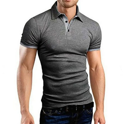 Men's Color Block Polo Shirt - Casual Slim Fit England Style Short Sleeve Streetwear Polo