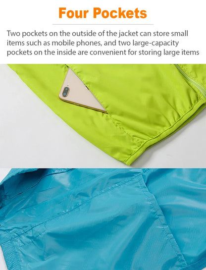 LNGXO Waterproof Hiking Jackets – Sun Protection, Windbreaker, Camping & Climbing Rain Coat, Unisex Portable Outdoor Wear