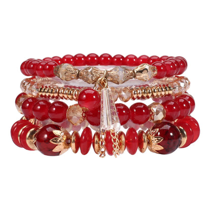 Bohemian Stackable Bead Bracelets - Multilayer Charm Stretch Bangles for Women