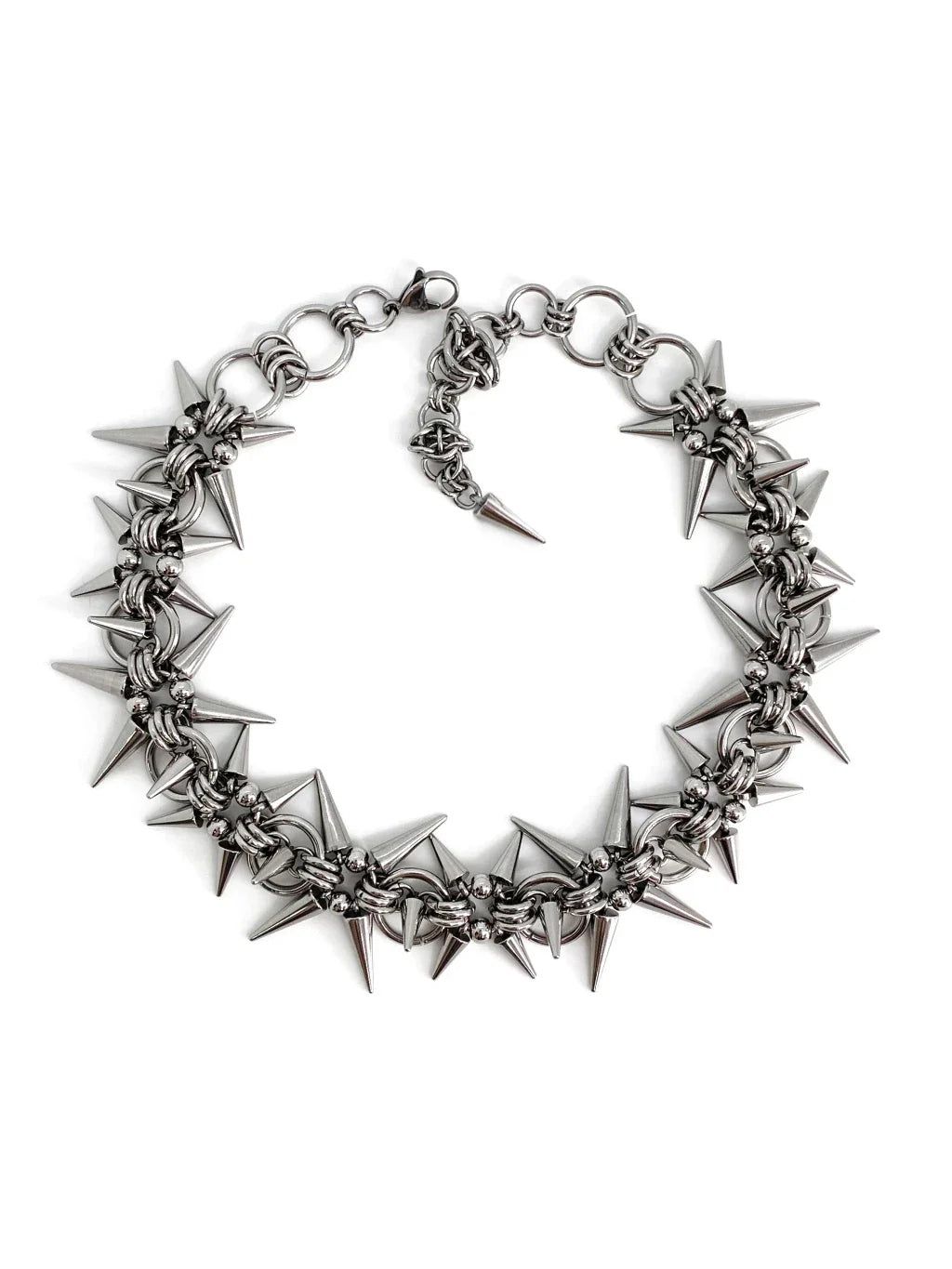 Punk Grunge Rivet Chain Earrings & Geometric Necklace – Handmade Goth Hip Hop Jewelry