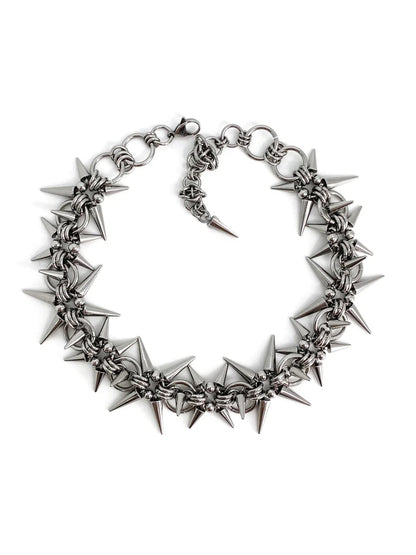 Punk Grunge Rivet Chain Earrings & Geometric Necklace – Handmade Goth Hip Hop Jewelry