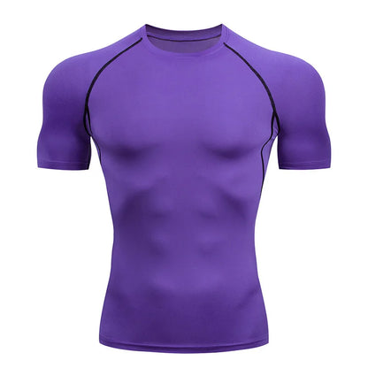 Men's Compression Running Shirt - Short Sleeve Quick Dry Fitness Training T-Shirt Gym Sportswear Top